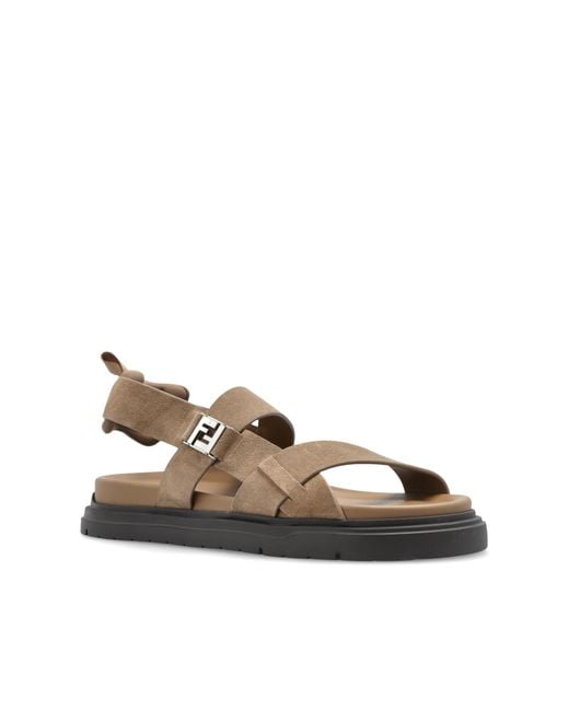 Fendi Brown Suede Sandals for men