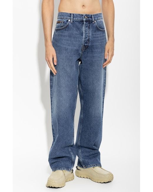 Moncler Blue Jeans With Logo Patch for men