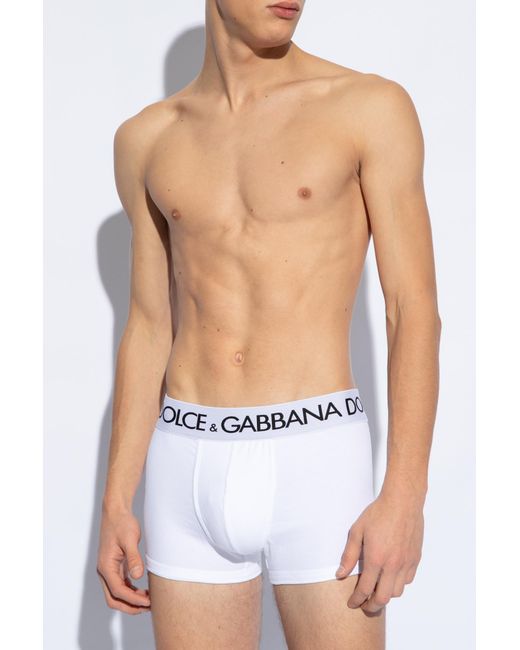 Dolce & Gabbana Blue Boxers With Logo for men