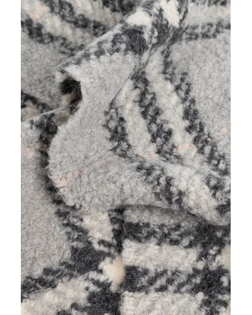 Burberry Gray Scarf With A Check Pattern