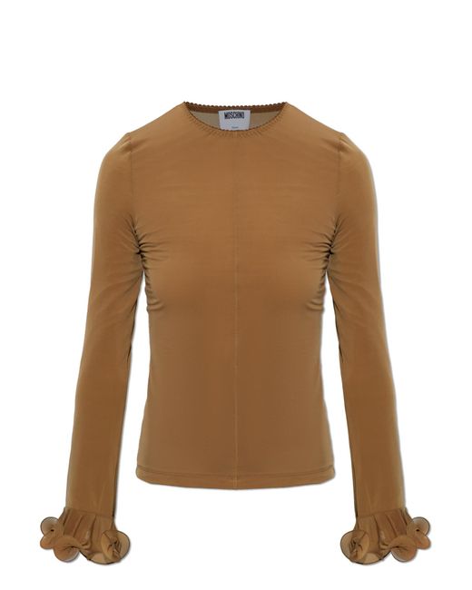 Moschino Brown Top With Decoratively Finished Sleeves