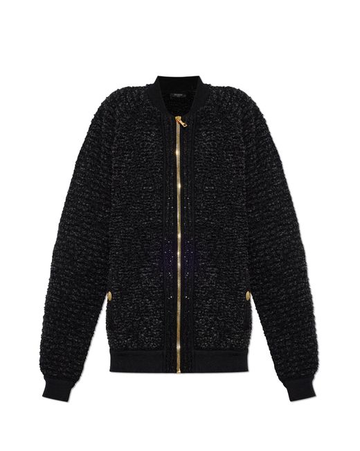 Balmain Black Tweed Cardigan