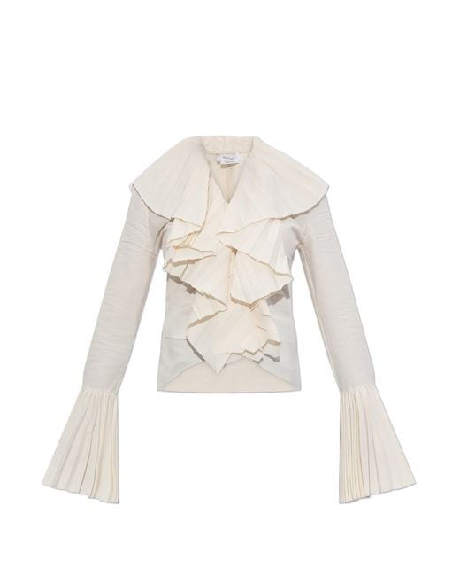 Alexander McQueen White Top With Pleated Ruffles