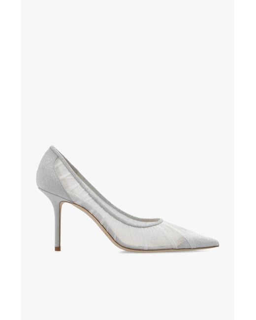 Jimmy Choo White 'Love' Glittery Stiletto Pumps