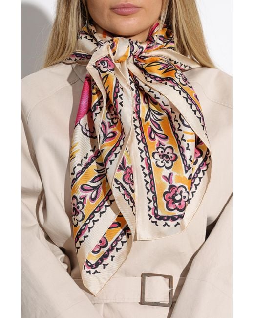Moschino Pink Silk Scarf With Print