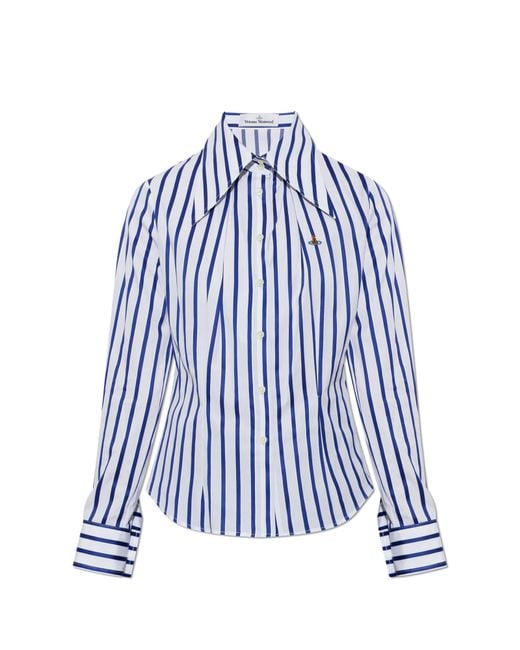 Vivienne Westwood Blue 'Violin' Striped Cotton Shirt