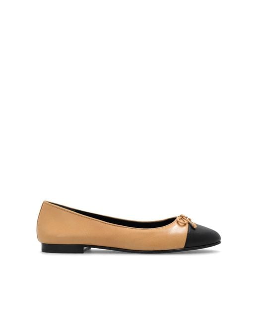Tory Burch White Cap -Toe Ballet Flats