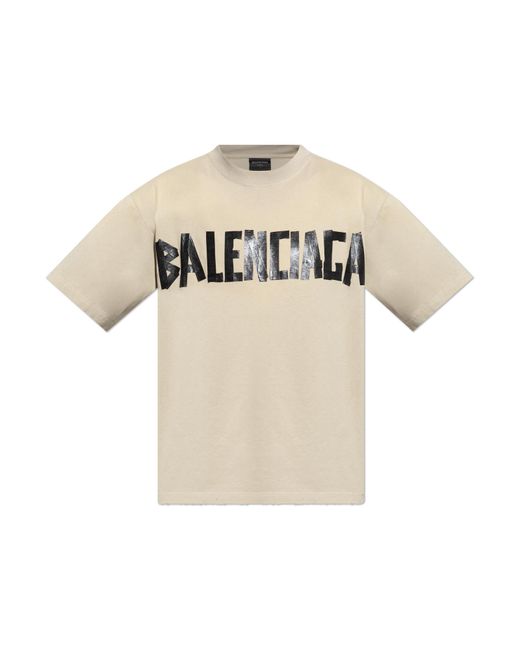 Balenciaga Natural T-Shirt With A Vintage Effect for men