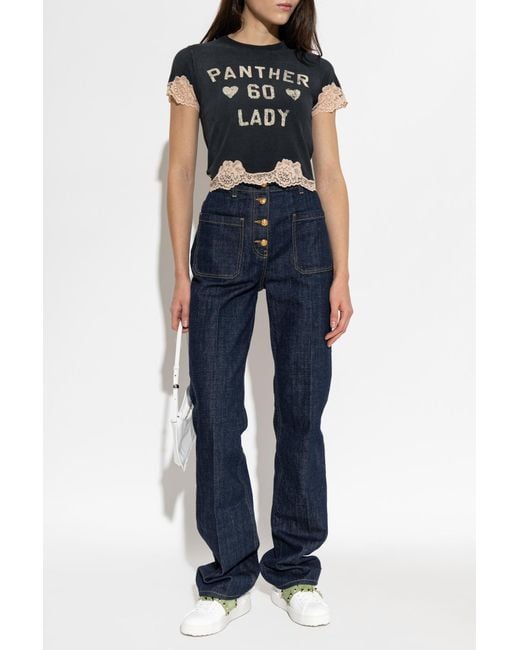 Valentino Garavani Black Top With Lace Trim