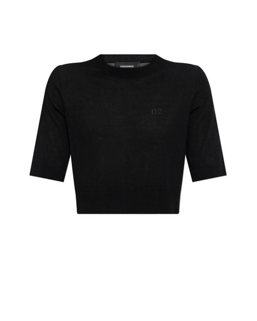 DSquared² Black Wool Top With Logo