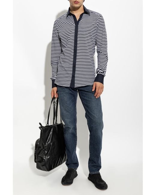 Dolce & Gabbana Blue Shirt With A Striped Pattern for men
