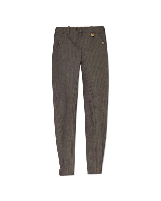 Burberry Gray Herringbone Pattern Trousers