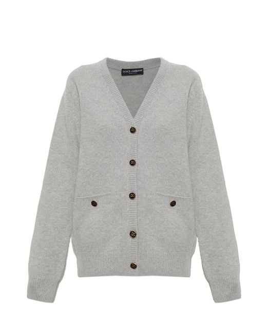 Dolce & Gabbana Gray Wool Cardigan With Pockets