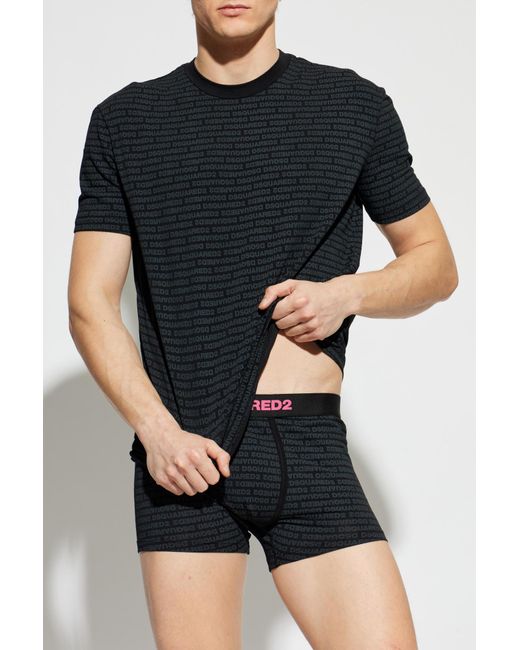 DSquared² Black Lingerie Set: T-Shirt And Boxer Shorts for men