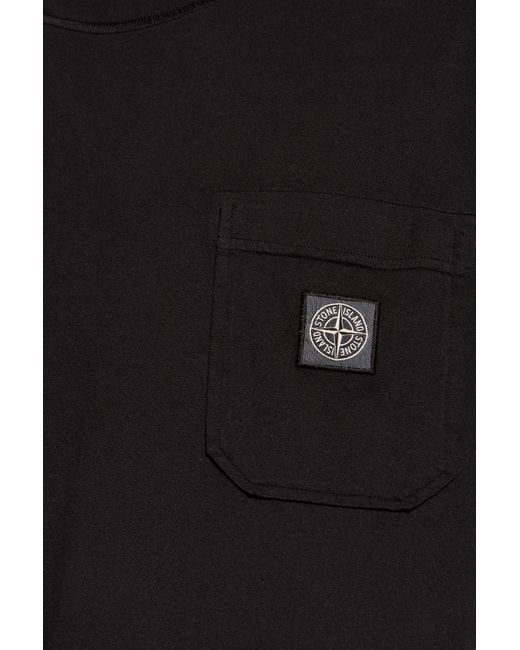 Stone Island Black T-shirt With Logo, for men