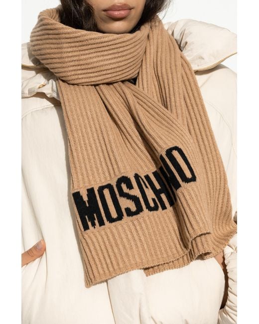 Moschino Natural Scarf With Logo