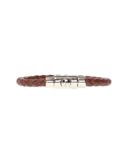 Ferragamo Brown Leather Bracelet for men