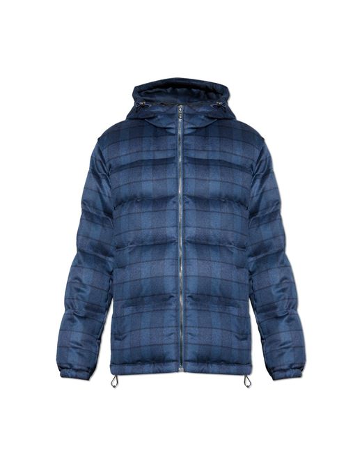 Etro Blue Down Jacket With Hood for men