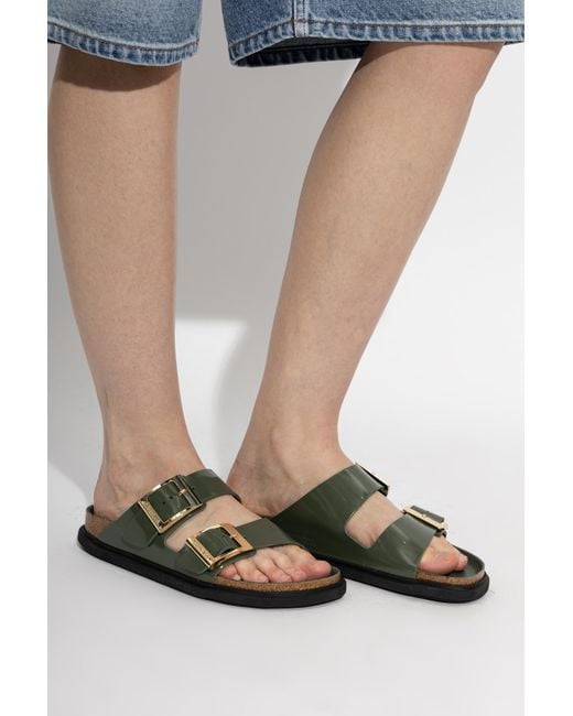Birkenstock Green 'Arizona Droplet Buckle Cupsole' Slides