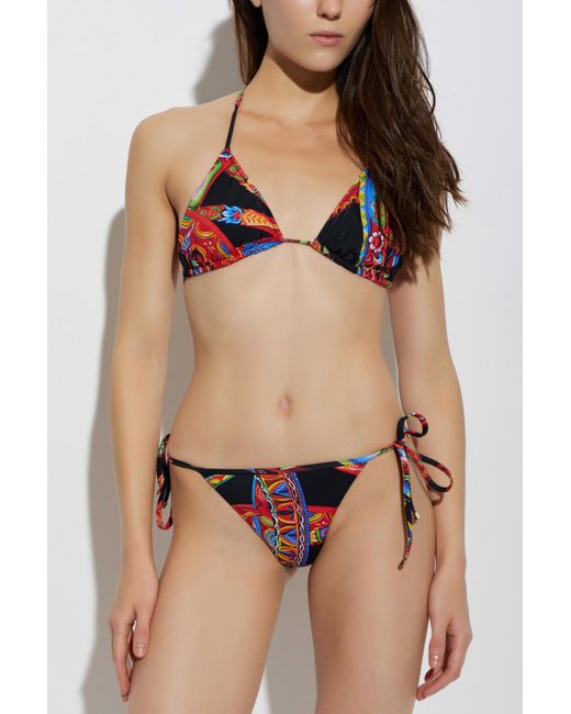 Dolce & Gabbana White Two-Piece Swimsuit With 'Carretto' Print