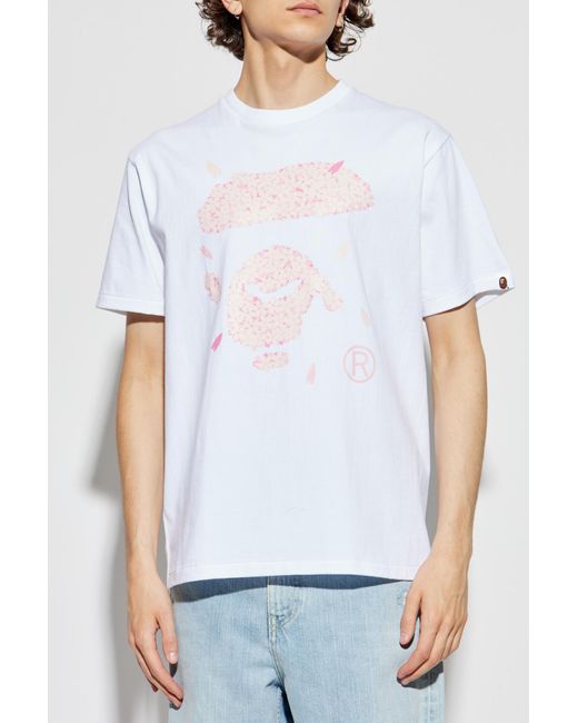 A Bathing Ape White T-Shirt With Print for men