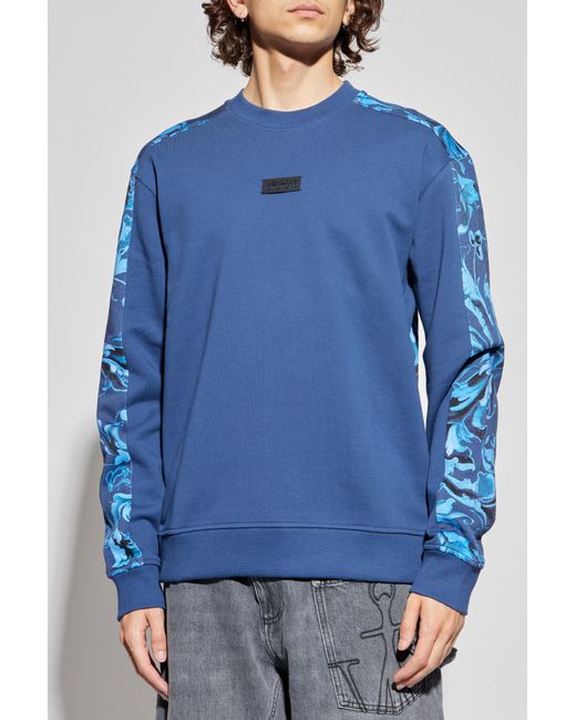 Versace Jeans Couture Blue Sweatshirt With "Barocco" Print for men