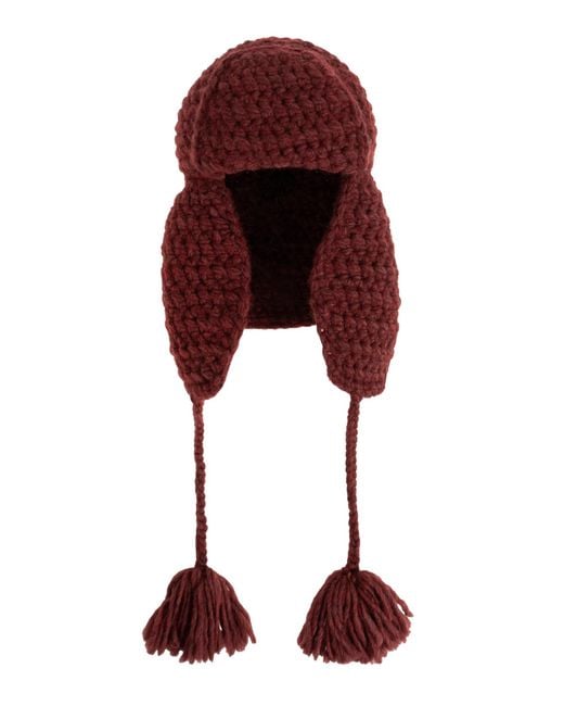 Etro Red Wool Hat With Ear Flaps
