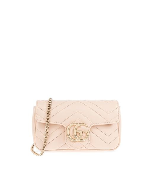 Gucci Natural Shoulder Bag Gg Marmont Super Mini