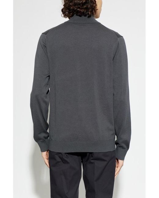 Paul Smith Blue Cardigan With Logo Patch for men