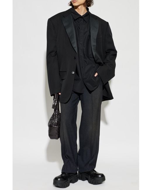 Balenciaga Black Wool Trousers With Crease for men