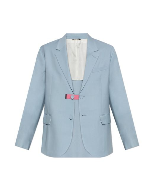 Fendi Blue Wool Blazer With Single Vent for men