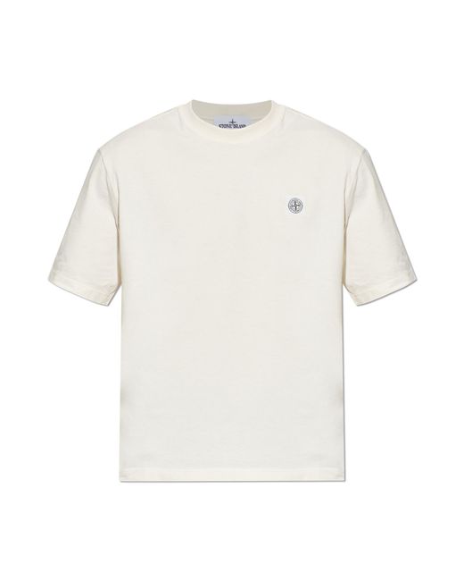 Stone Island White T-Shirt With Logo for men