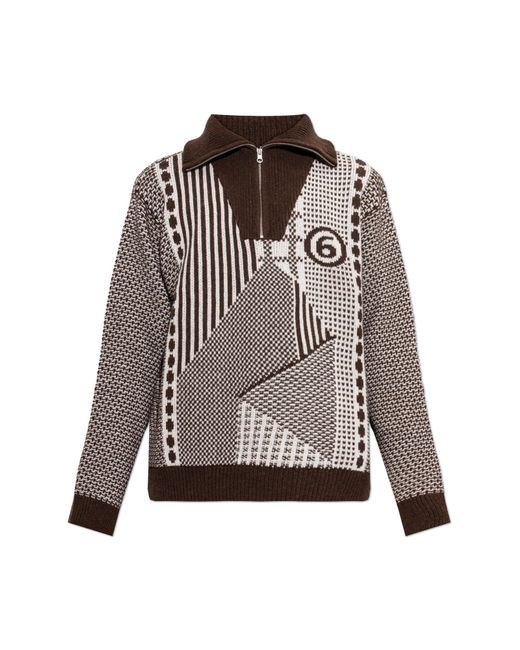 MM6 by Maison Margiela Brown Sweater With A Stand-Up Collar for men