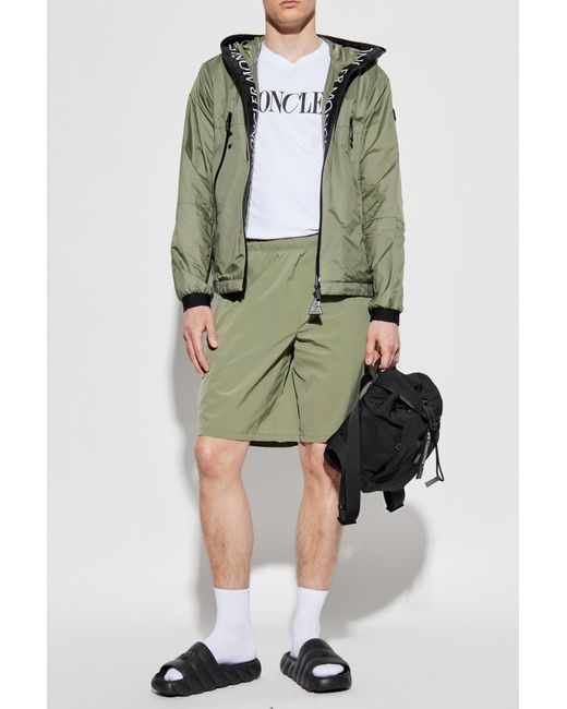 Moncler Green Shorts With Logo Patch for men