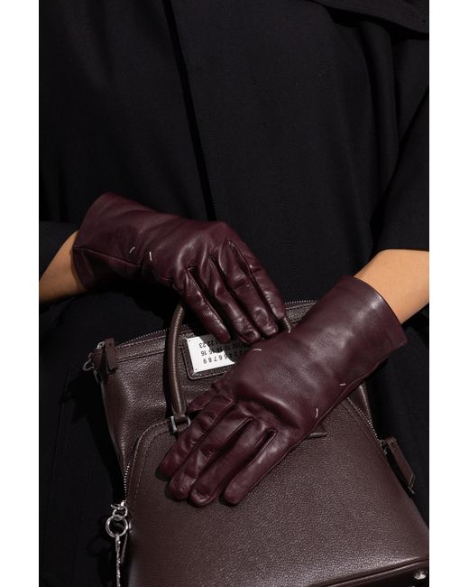 Maison Margiela Purple Leather Gloves