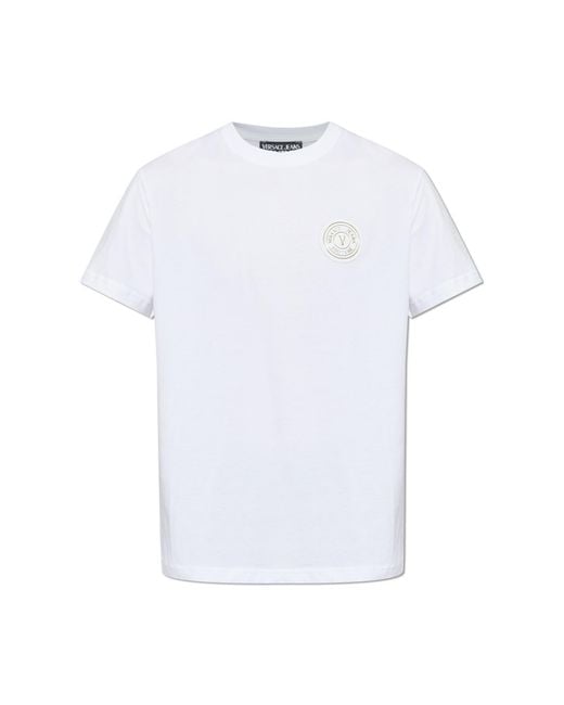 Versace Jeans Couture White T-Shirt With Logo Patch for men