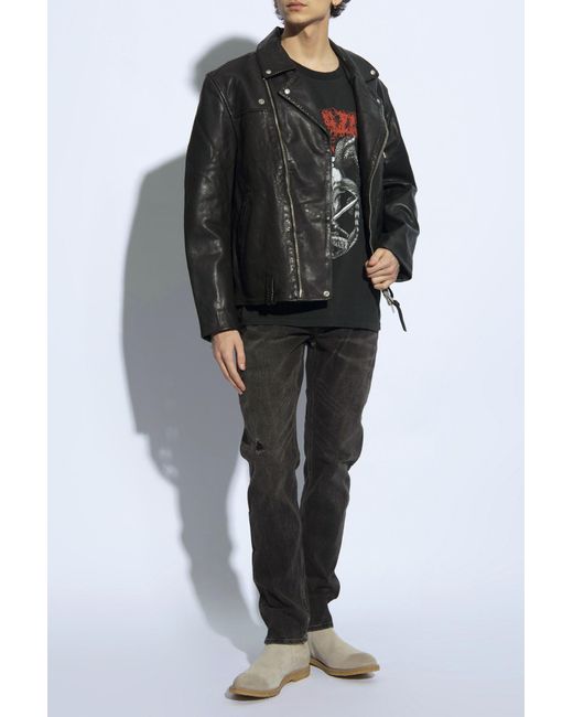 AllSaints Black 'warner' Leather Jacket, for men