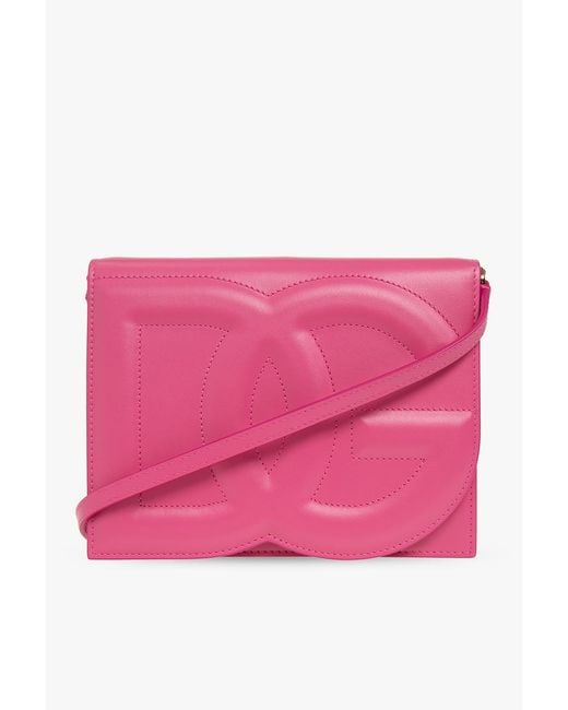 Dolce & Gabbana Pink Leather Shoulder Bag With Logo