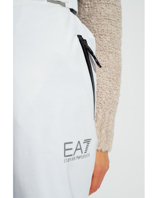 EA7 White Ski Trousers With Logo,