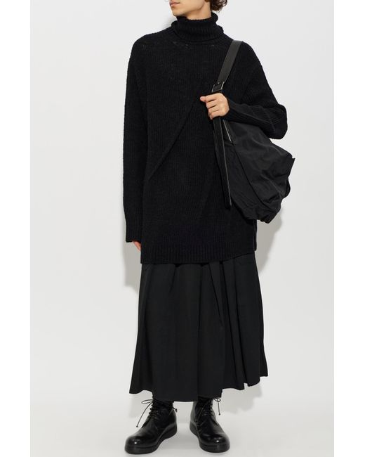 Yohji Yamamoto Black Wool Wide-Leg Trousers for men