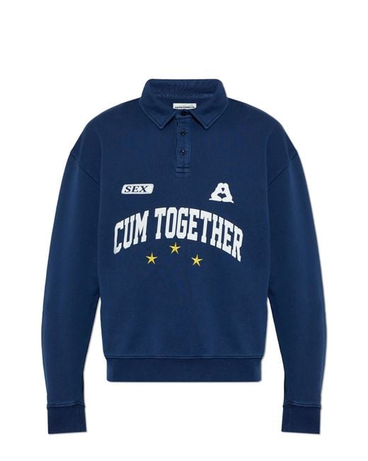 Carne Bollente Blue Long-Sleeve Polo for men