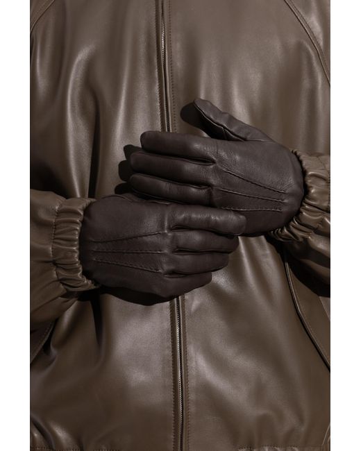Giorgio Armani Black Leather Gloves for men