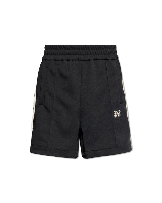 Palm Angels Black Shorts With Logo, for men