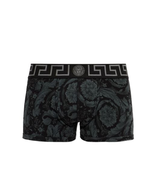 Versace Black Cotton Boxers With Logo for men