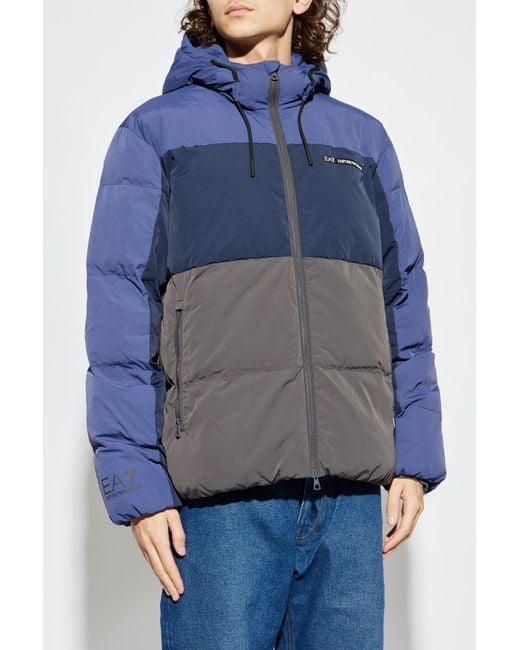 EA7 Blue Insulated Jacket With Logo for men