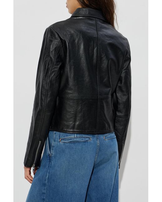 Samsøe & Samsøe Blue Leather Jacket 'Sashiloh'