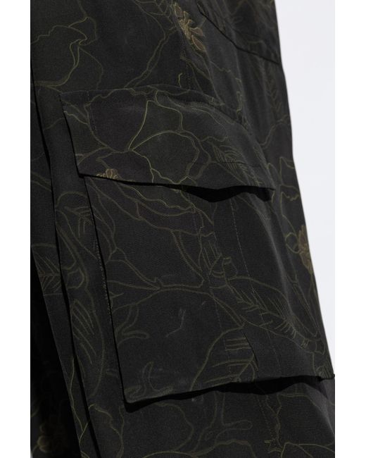 Dries Van Noten Black Cargo Pants With Floral Motif