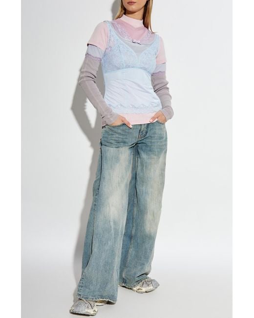 Balenciaga Blue Top With Stand-Up Collar