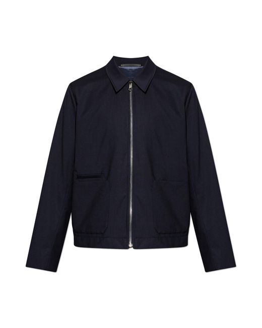 Paul Smith Blue Wool Jacket With Collar for men