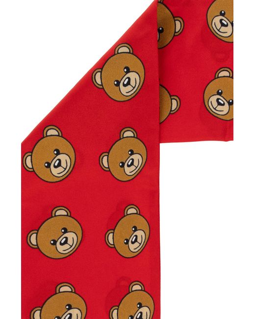 Moschino Red Teddy Bear Pointed-tips Scarf